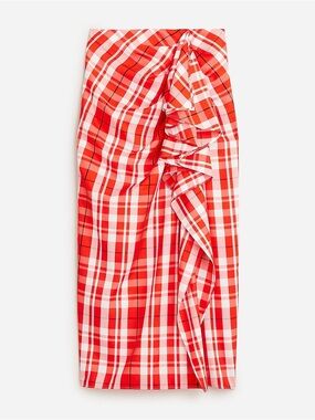 J.Crew Red Plaid Ruffle Skirt